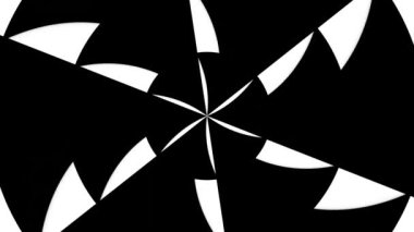 Siyah arka planda beyaz bir pervanenin dairesel hareketinin yapışkan videosu. Döngü. Hipnoz.