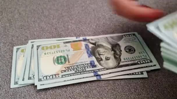 Kvinna Räknar Dollarsedel Beräkning Finanser — Stockvideo