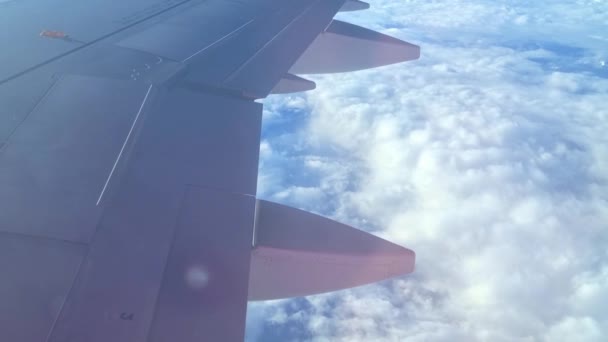 Widok Wysokości Latającego Samolotu Białych Chmurach — Wideo stockowe