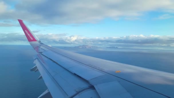 Funchal Portugal November 2022 Flygplan Som Flyger Över Atlanten — Stockvideo