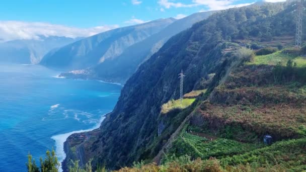 Krásný Výhled Zelené Svahy Ostrova Madeira Atlantském Oceánu — Stock video
