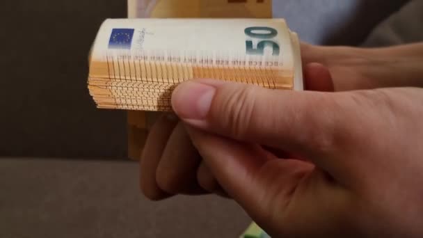 Дівчина Рахує Банкноти Євро Підрахунок Грошей — стокове відео