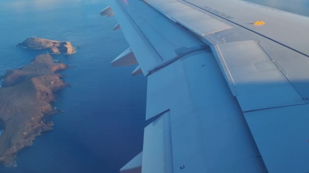 Piękny Widok Okna Samolotu Wyspy Oceanie Atlantyckim — Wideo stockowe