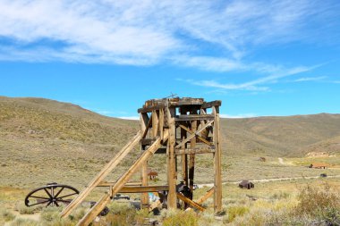 Bodie, CA, 5 Eylül 2018: Kaliforniya 'da terk edilmiş bir şehrin eski inşaatı