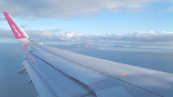 Madera Portugalia Listopada 2022 Widok Okna Latającego Samolotu Wyspy Oceanu — Wideo stockowe