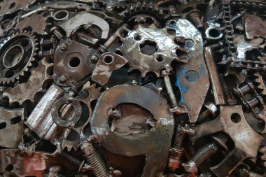 Eski araba parçalarının demir arka planı