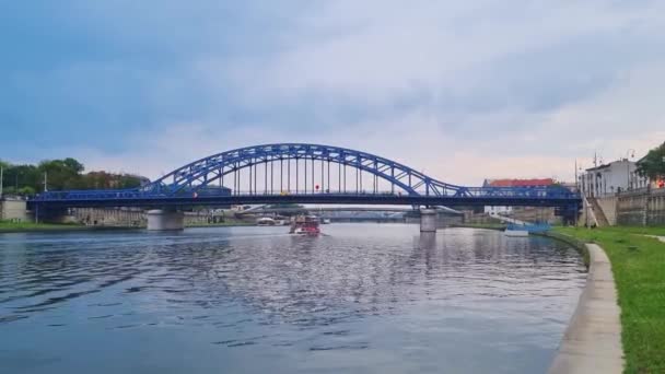 Krakov Polsko Listopadu 2022 Krásná Řeka Krakově — Stock video