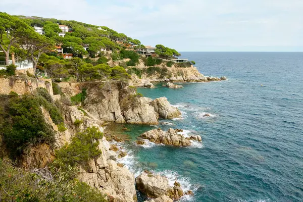 Engebeli kayalıklar ve yemyeşil alanlar Akdeniz kıyı şeridinin canlı turkuaz sularını çevreledi. Seyahat ilhamı için ideal, bu manzaralı sakin güzellik ve bir sahil cennetinin doğal cazibesi.