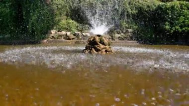 Bereketli yeşilliklerle çevrili sakin bir park ortamında fıskiyeli bir çeşme enerji saçıyor. Şelale gibi akan su hareket ve tazelik hissi yaratır. Bu da onu rahatlama ve doğa temaları için mükemmel bir zemin yapar..