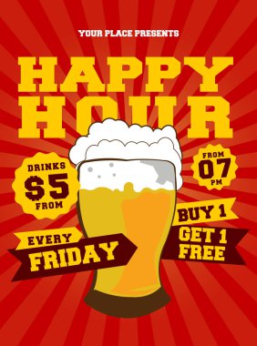 Mutlu saat partisi afişi veya sosyal medya şablon tasarımı