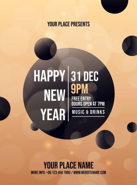 Mutlu yıllar yeni yıl partisi afişi ya da sosyal medya postası tasarımı