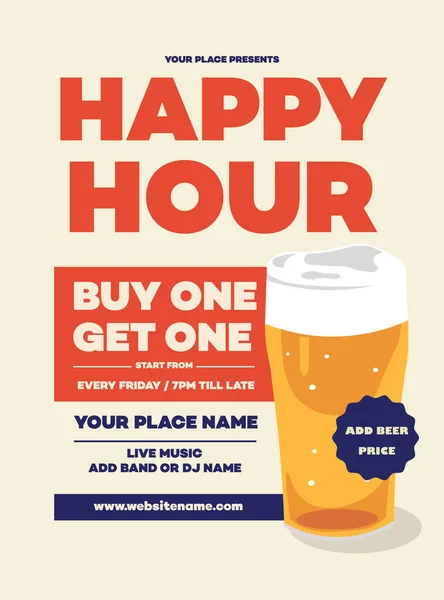 stock vector  happy hour beer party night poster flyer social media post design