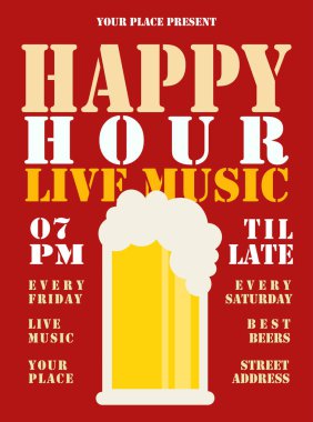 happy hour night party flyer poster social media post template design