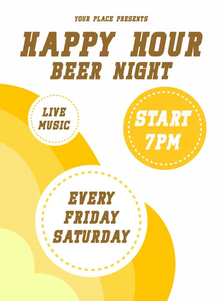 Happy Hour Beer Night Poster Flyer Social Media Post Template — Διανυσματικό Αρχείο
