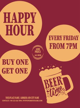 Mutlu saatler bira partisi poster ilanı sosyal medya post tasarımı
