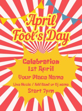 1 Nisan 'ın parti afişi sosyal medya postası tasarımı