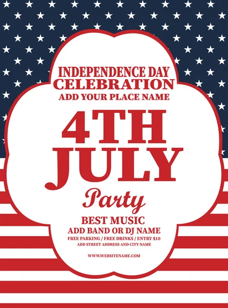 Independence Day Big Party Flyer Poster Social Media Post Design — Stock Vector