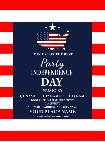 Independence Day Party Poster Flyer Social Media Post Design — Stock Vector