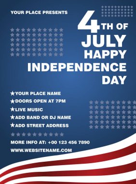 Independence day party poster flyer or social media post template design