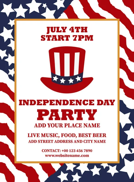 Independence Day Big Party Social Media Post Flyer Poster Design — Stock Vector