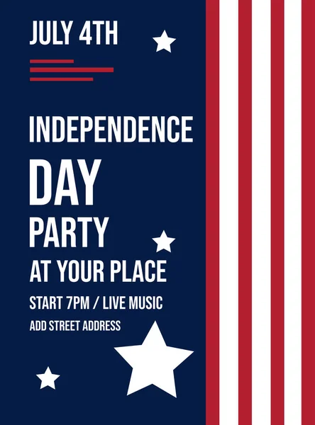 4Th July Independence Day Party Poster Flyer Social Media Post — Stock Vector