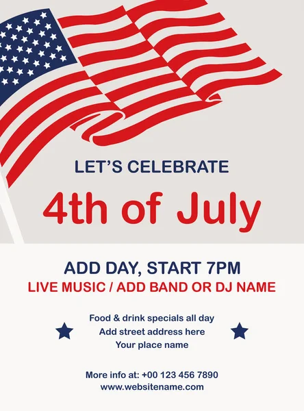 4Th July Celebration Poster Flyer Social Media Post Design — Stock Vector