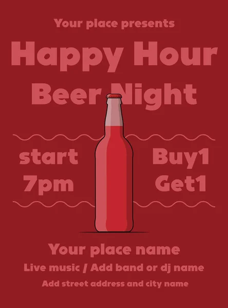 stock vector Happy hour beer night party flyer poster or social media post template design