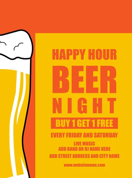 Μπύρα Happy Hour Αφίσα Φυλλάδιο Social Media Post Design — Διανυσματικό Αρχείο
