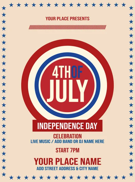 Independence Day 4Th July Day Celebration Poster Flyer Social Media — Stock Vector