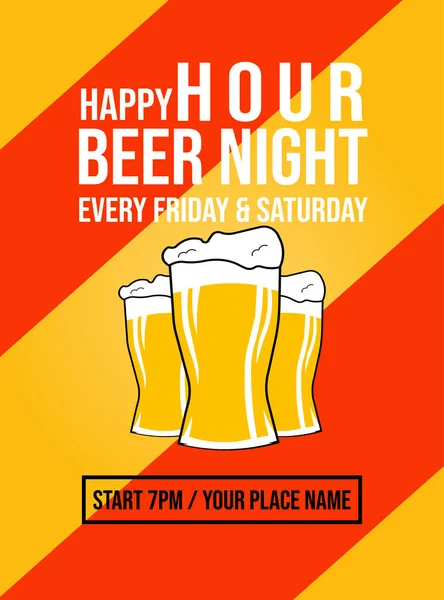 stock vector happy hour night flyer poster or social media post design