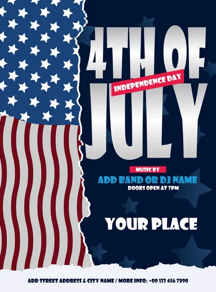 Fourth July Independence Day Party Poster Flyer Social Media Post — 스톡 벡터