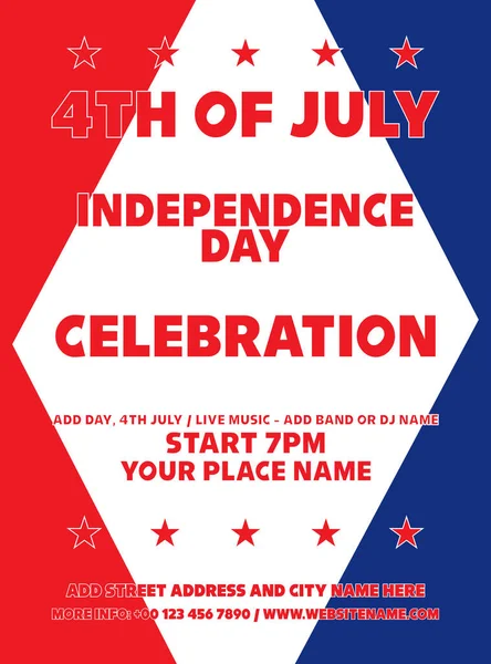 День Независимости День Четвертого Июля Партия Флаер Плакат Социальных Медиа — стоковый вектор