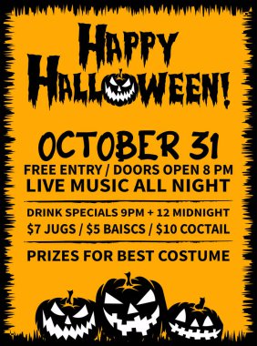 Cadılar Bayramı için ilan afişi sosyal medya postası tasarımı