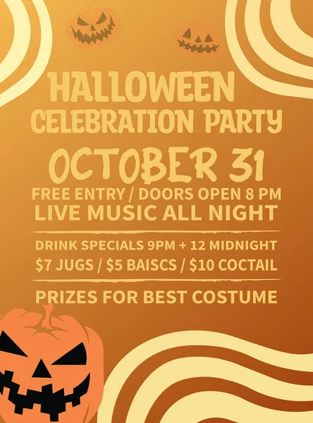 Halloween Party Noc Plakát Leták Sociální Média Post Design — Stockový vektor