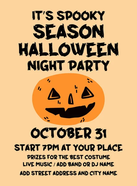 Halloween Strašidelný Noční Večírek Plakát Leták Sociální Média Post Design — Stockový vektor