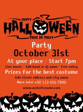 Cadılar Bayramı için büyük parti ilanı afişi sosyal medya post tasarımı