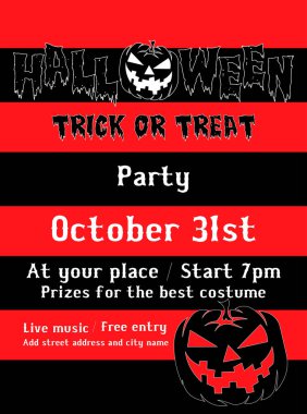 Cadılar Bayramı için parti afişi sosyal medya postası tasarımı