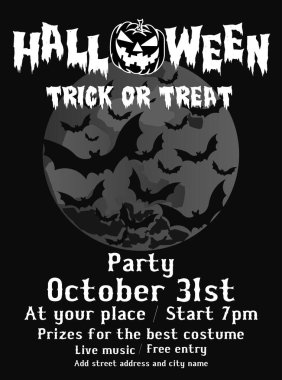 Halloween trick or treat party flyer poster social media post design