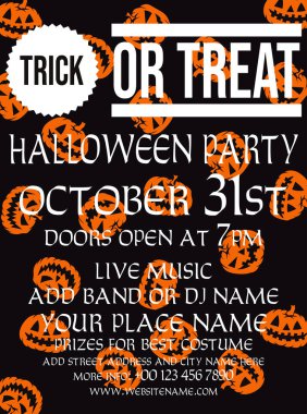 Cadılar Bayramı partisi ilanlarını düzenle ya da tedavi et poster sosyal medya post tasarımı