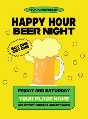 İndirimli bira gecesi kutlama partisi ilanı sosyal medya postası tasarımı