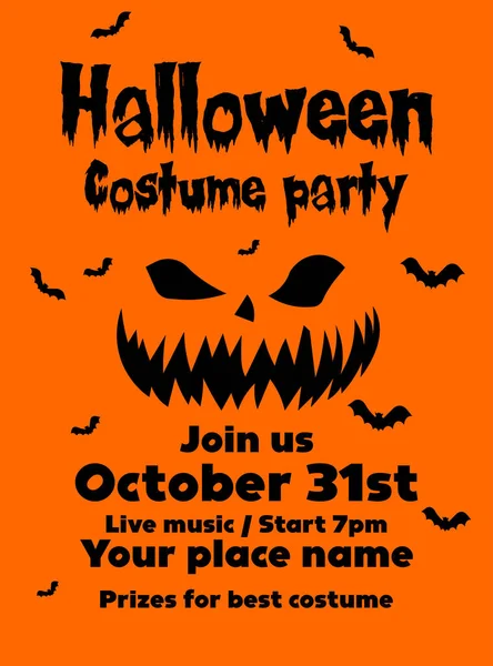 Halloween Kostým Party Leták Plakát Sociální Média Post Design — Stockový vektor