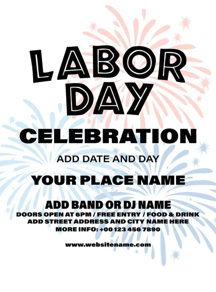 Labor Day Celebration Party Poster Flyer Social Media Post Design — Stock Vector