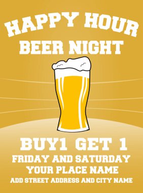  Mutlu saatler bira partisi poster ilanı sosyal medya post tasarımı