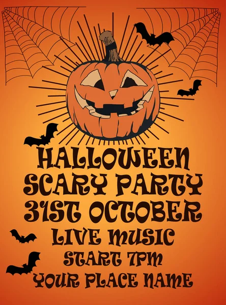Halloween Děsivé Noční Party Plakát Leták Sociální Média Post Design — Stockový vektor