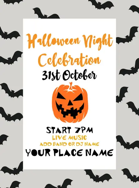 Halloween Night Celebration Party Poster Flyer Social Media Post Design — Stock Vector