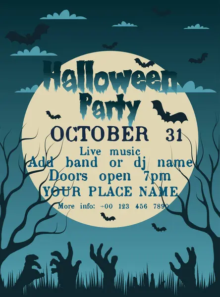 Halloween Partie Affiche Flyer Médias Sociaux Post Design — Image vectorielle