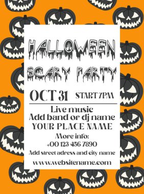 Korkunç Cadılar Bayramı partisi ilanı poster sosyal medya postası tasarımı