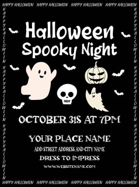 Cadılar Bayramı ürkütücü gece posteri sosyal medya postası tasarımı