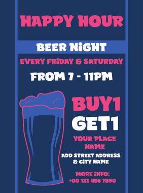 bira partisi mutlu saat poster sosyal medya post tasarımı