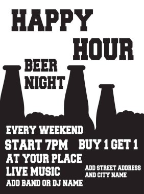 Mutlu saat bira gecesi poster ilanı ya da sosyal medya postası tasarımı